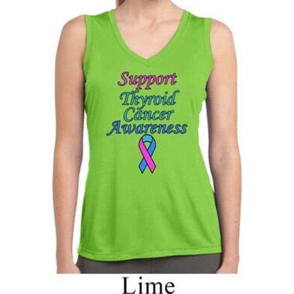 Support Thyroid Cancer Ladies Dry Wicking Sleeveless Shirt