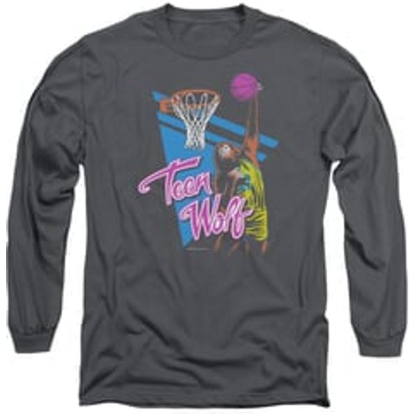 Teen Wolf Long Sleeve Shirt Slam Dunk Charcoal Tee T-Shirt
