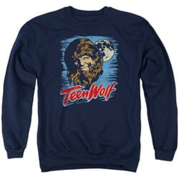 Teen Wolf Sweatshirt Moon Wolf Adult Navy Sweat Shirt