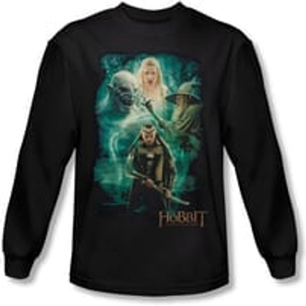 The Hobbit Battle Of The Five Armies Shirt Elrond's Crew Long Sleeve Black Tee T-Shirt