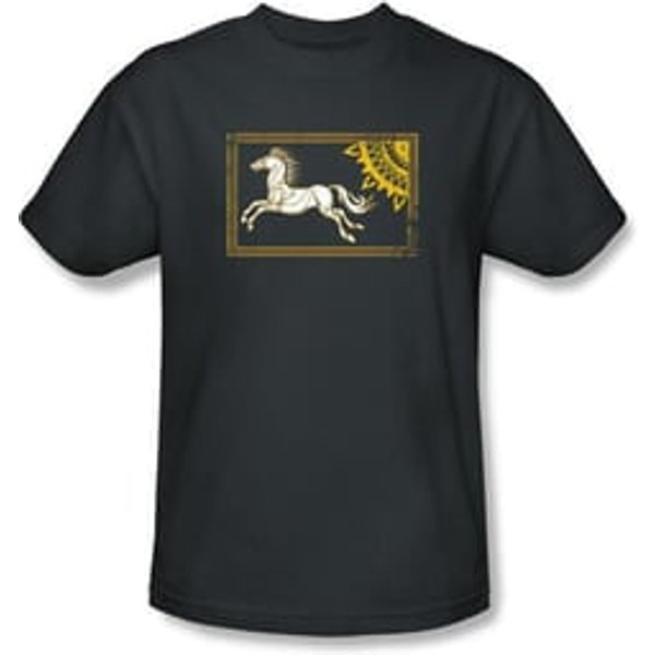 The Lord Of The Rings T-Shirt Rohan Banner Adult Charcoal Tee Shirt