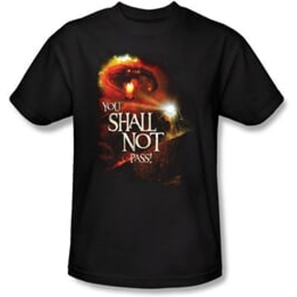 The Lord Of The Rings T-Shirt You Shall Not Pass Adult Black Tee Shirt