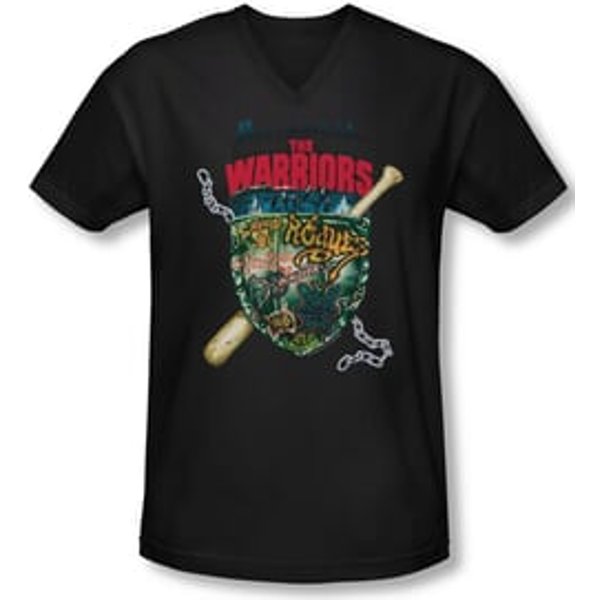 The Warriors Shirt Slim Fit V Neck Shield Black Tee T-Shirt