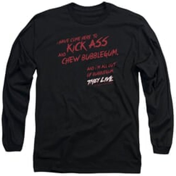 They Live Long Sleeve Shirt Chew Bubblegum Black Tee T-Shirt