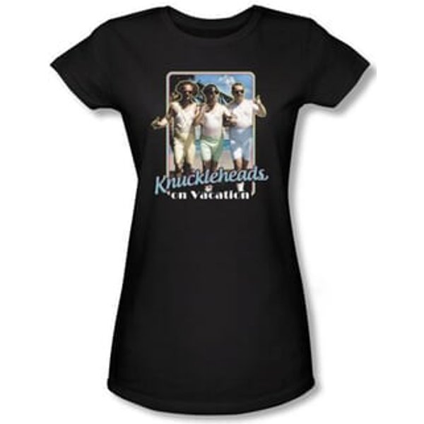 Three Stooges Juniors Shirt Knuckleheads On Vacation Black Tee T-Shirt