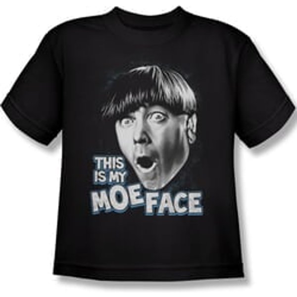 Three Stooges Kids Shirt Moe Face Black Tee T-Shirt