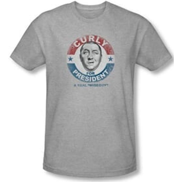 Three Stooges Shirt Curly For President Athletic Heather Slim Fit Tee