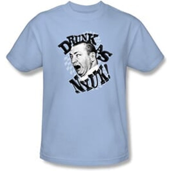 Three Stooges Shirt Drunk Funny Adult Light Blue Tee T-shirt
