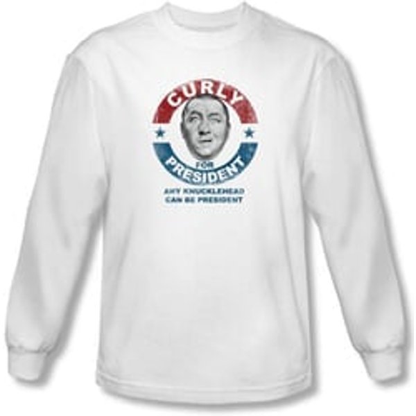 Three Stooges Shirt Funny Curly Knucklehead White Long Sleeve Tee