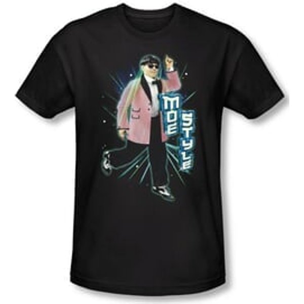 Three Stooges Shirt Funny Moe Style Adult Black Slim Fit Tee