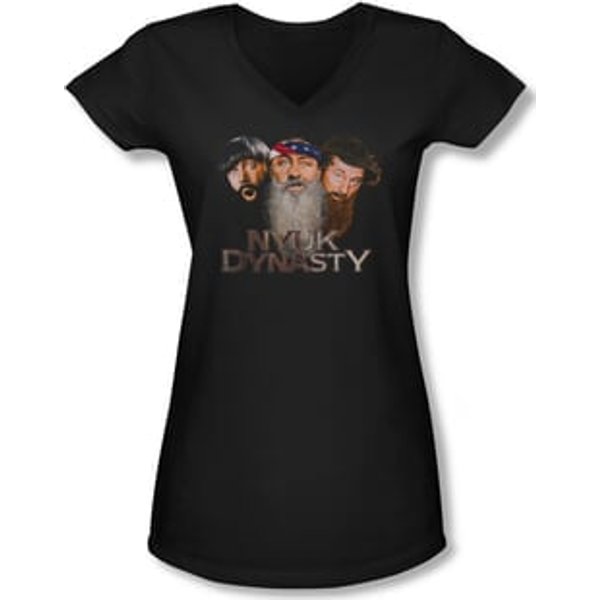 Three Stooges Shirt Juniors V Neck NYUK Dynasty Black Tee T-Shirt