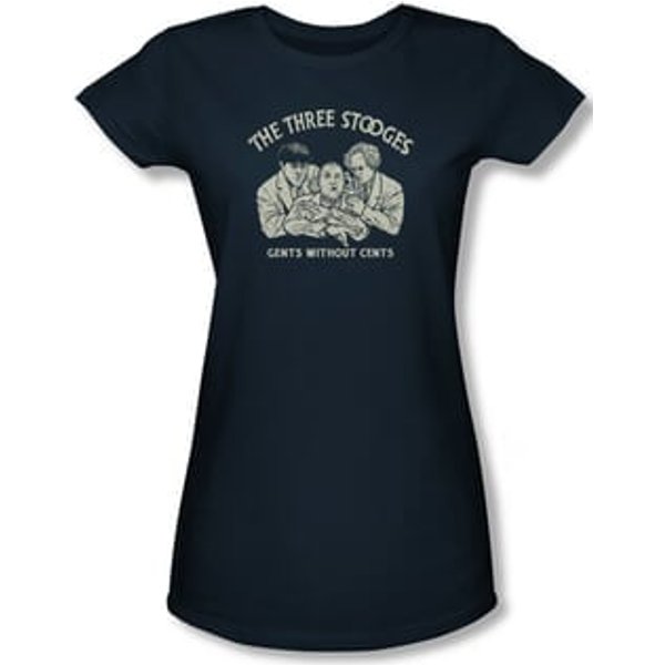 Three Stooges Shirt Juniors Without Cents Navy Tee T-Shirt
