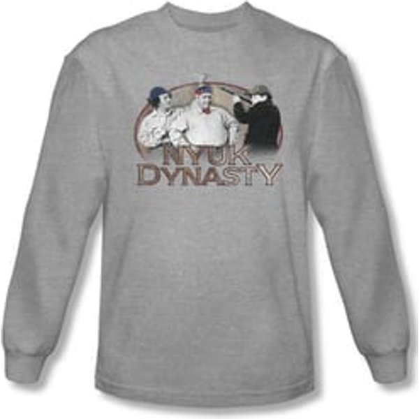 Three Stooges Shirt NYUK Dynasty Long Sleeve Athletic Heather Tee