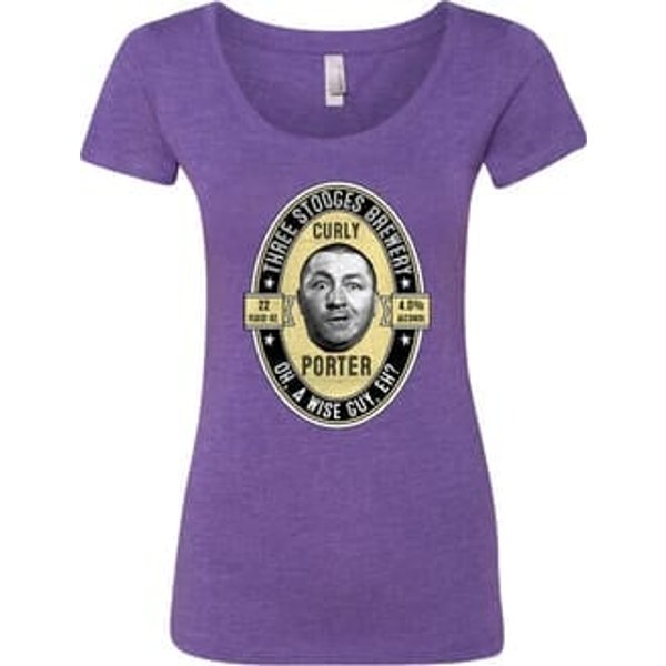 Three Stooges Tee Curly Porter Ladies Scoop Neck