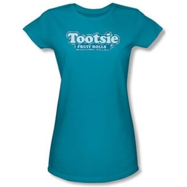 Tootsie Roll Juniors T-Shirts - Tootsie Fruit Rolls Logo Turquoise Tee