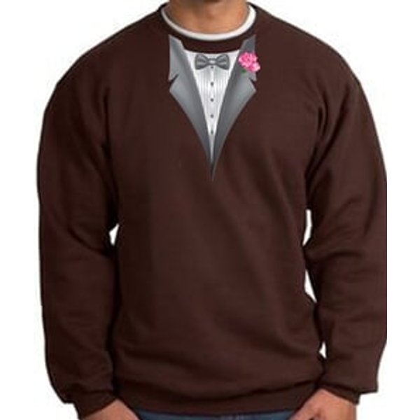 Tuxedo Sweatshirt With Pink Flower - Brown