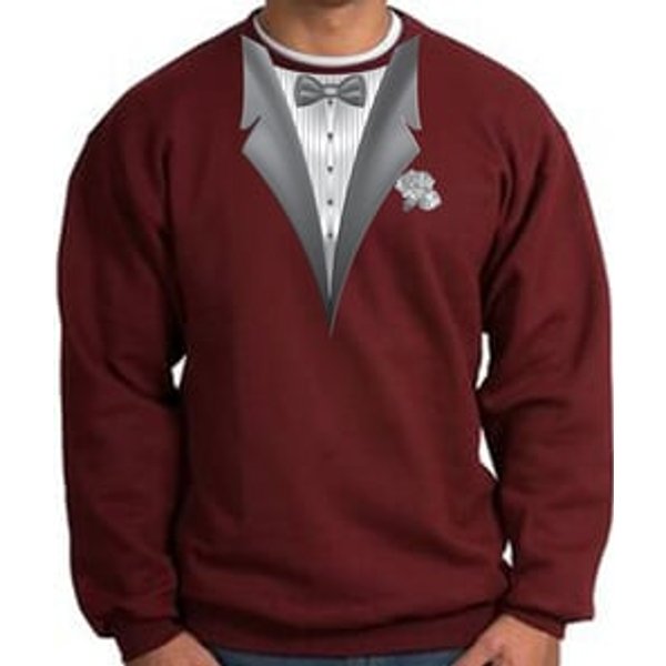Tuxedo Sweatshirt With White Flower - Maroon