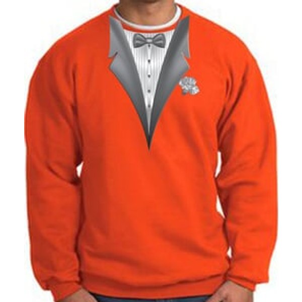 Tuxedo Sweatshirt With White Flower - Orange