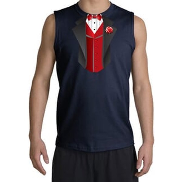 Tuxedo T-Shirt Shooter With Red Vest - Navy