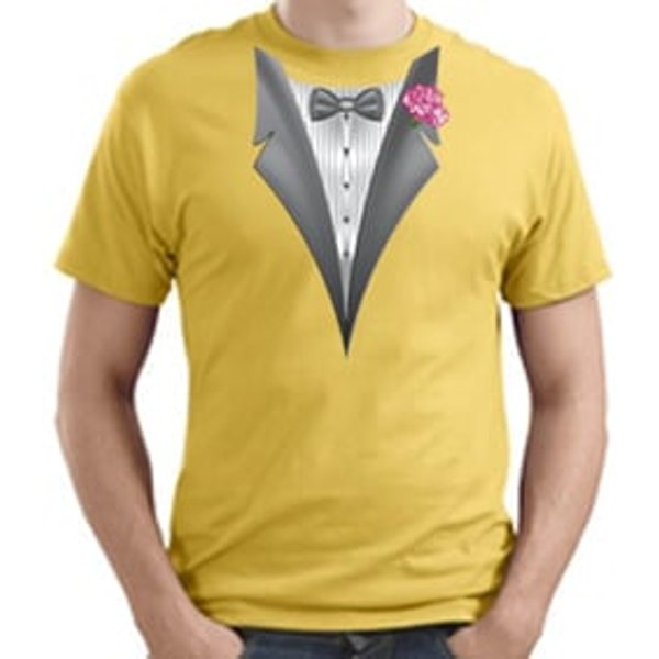 Tuxedo T-shirt With Pink Flower - Daffodil Yellow