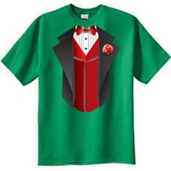Tuxedo T-Shirt With Red Vest - Kelly Green