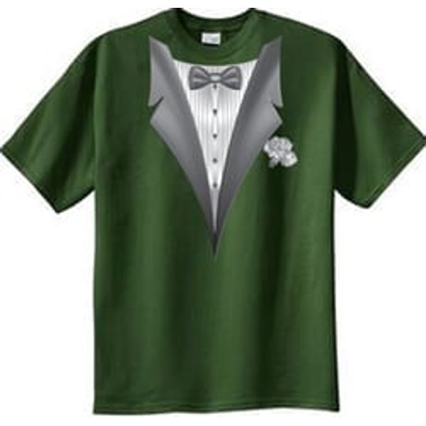 Tuxedo T-shirt With White Flower - Olive Green
