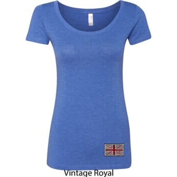 Union Jack Patch Bottom Print Ladies Scoop Neck Shirt
