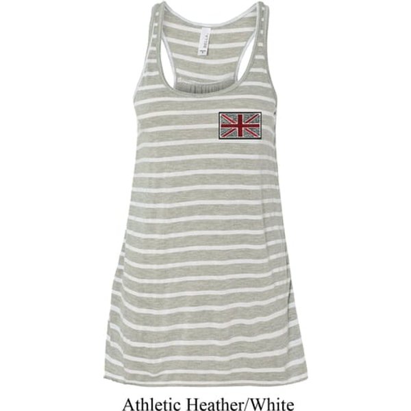 Union Jack Patch Pocket Print Ladies Flowy Racerback Tanktop