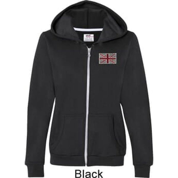 Union Jack Patch Pocket Print Ladies Full Zip Hoodie