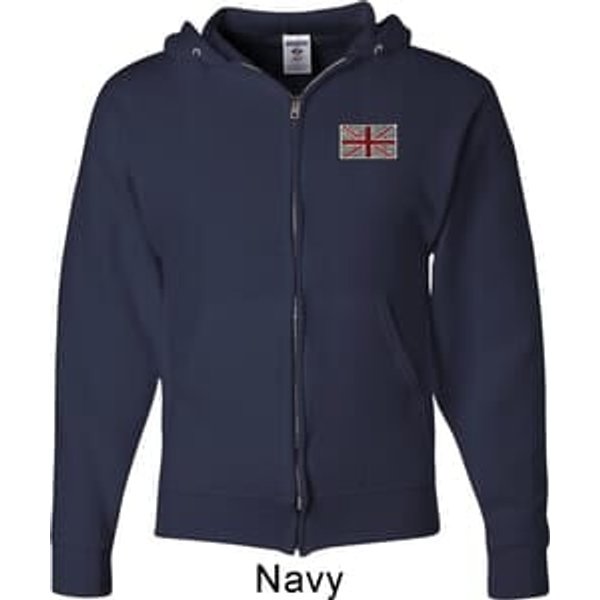 Union Jack Patch Pocket Print Mens Full Zip Hoodie
