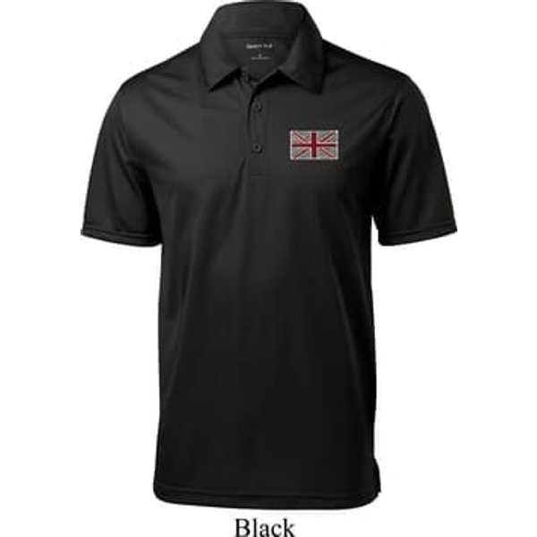 Union Jack Patch Pocket Print Mens Textured Polo Shirt