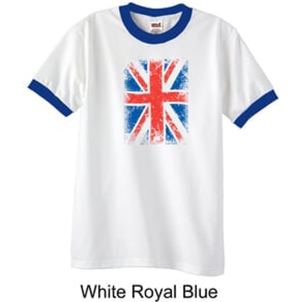 Union Jack Shirt British UK Flag Big Print Adult Ringer Shirt