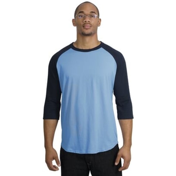 Upscale Sport Tek Big Sizes 3/4 Sleeve Raglan Shirt Carolina Blue Navy