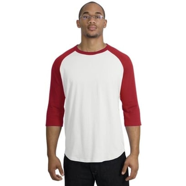 Upscale Sport Tek Big Sizes 3/4 Sleeve Raglan Shirt White Red