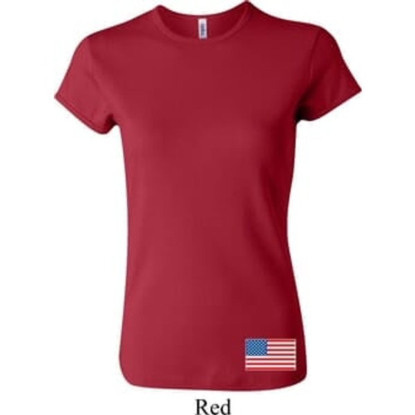 US Flag Bottom Print Ladies Crewneck Shirt