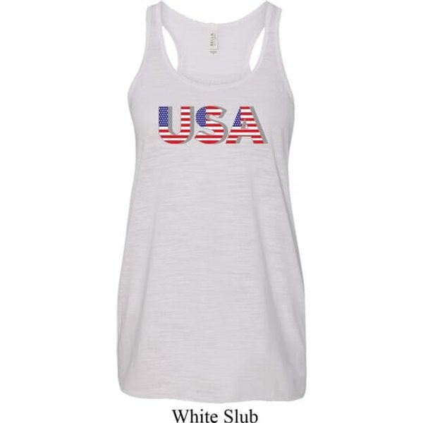 USA 3D Ladies Flowy Racerback Tanktop