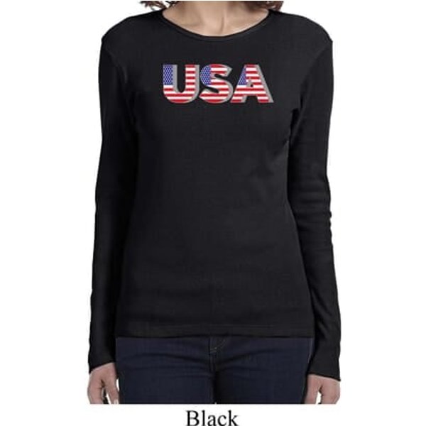 USA 3D Ladies Long Sleeve Shirt