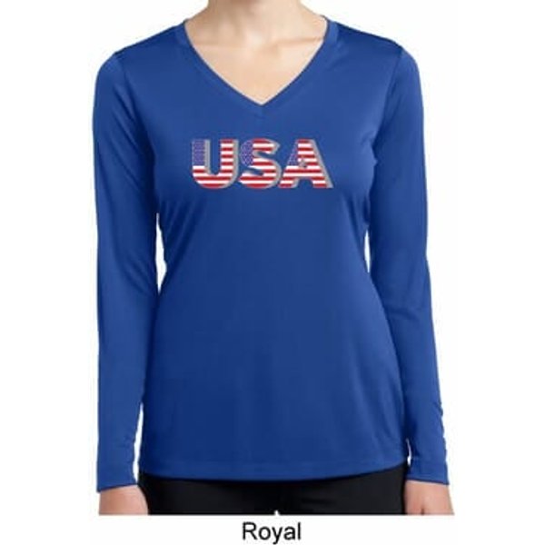 USA 3D Ladies Moisture Wicking Long Sleeve Shirt