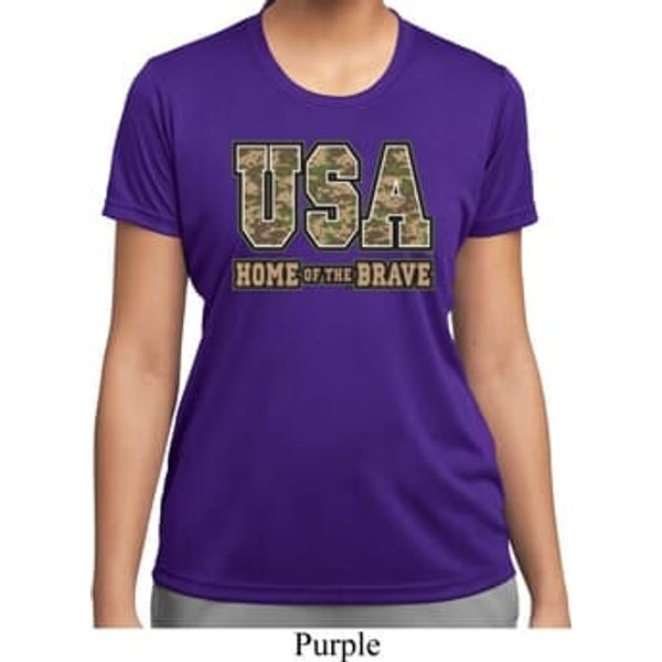 USA Home of the Brave Ladies Moisture Wicking Shirt