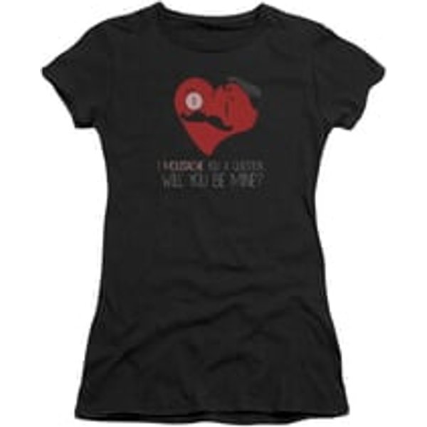Valentine's Day Shirt Juniors Popping The Question Black Tee T-Shirt