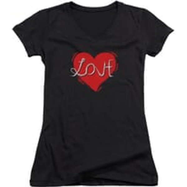 Valentine's Day Shirt Juniors V Neck Love Hate Black Tee T-Shirt
