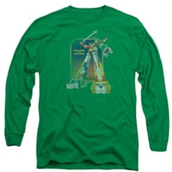 Voltron Shirt Distressed Defender Long Sleeve Kelly Green Tee T-Shirt