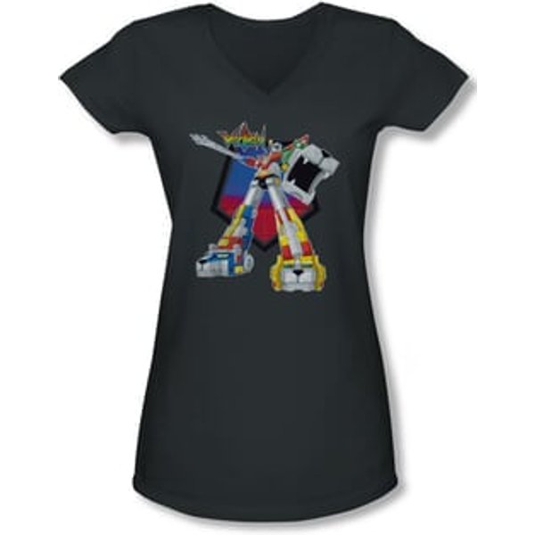 Voltron Shirt Juniors V Neck Blazing Sword Charcoal Tee Shirt