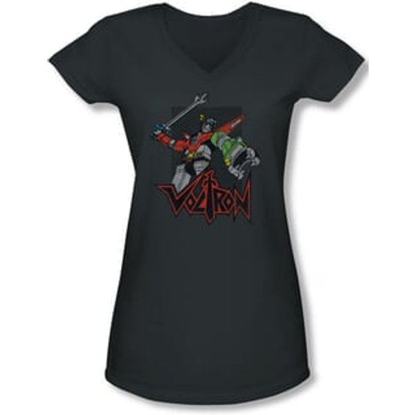 Voltron Shirt Juniors V Neck Roar Charcoal Tee Shirt