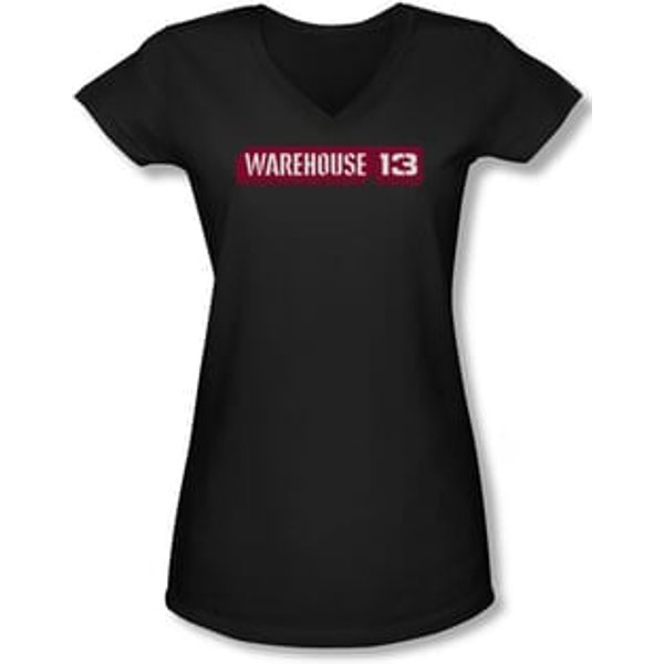 Warehouse 13 Shirt Juniors V Neck Logo Black Tee Shirt