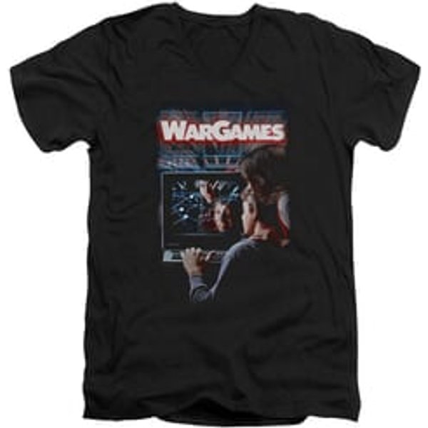 WarGames Slim Fit V-Neck Shirt Movie Poster Black T-Shirt