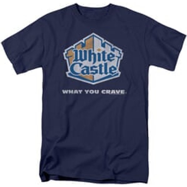 White Castle Distressed Logo Adult T-shirt - Navy Blue