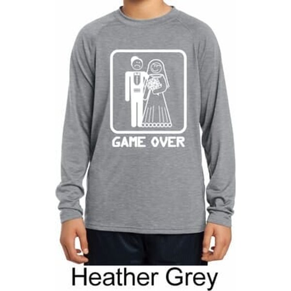 White Game Over Kids Dry Wicking Long Sleeve Shirt