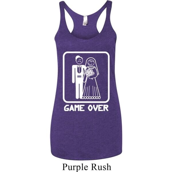 White Game Over Ladies Tri Blend Racerback Tank Top