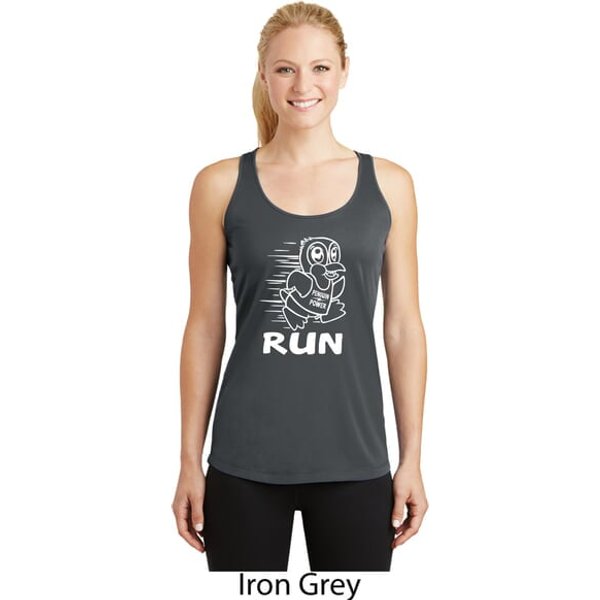 White Penguin Power Run Ladies Dry Wicking Racerback Tank Top